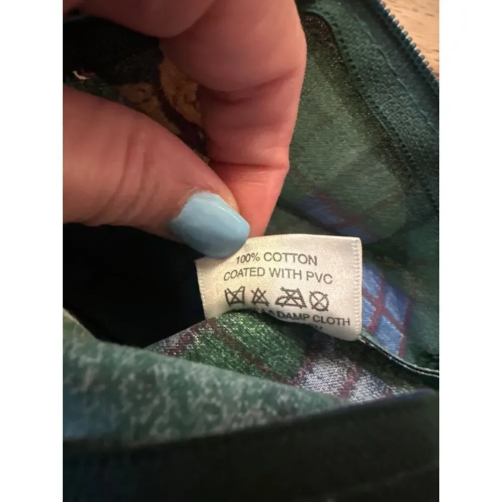 Harrods Vintage Teddy Bear Zipper Pouch, plaid background, - Picture 6 of 6
